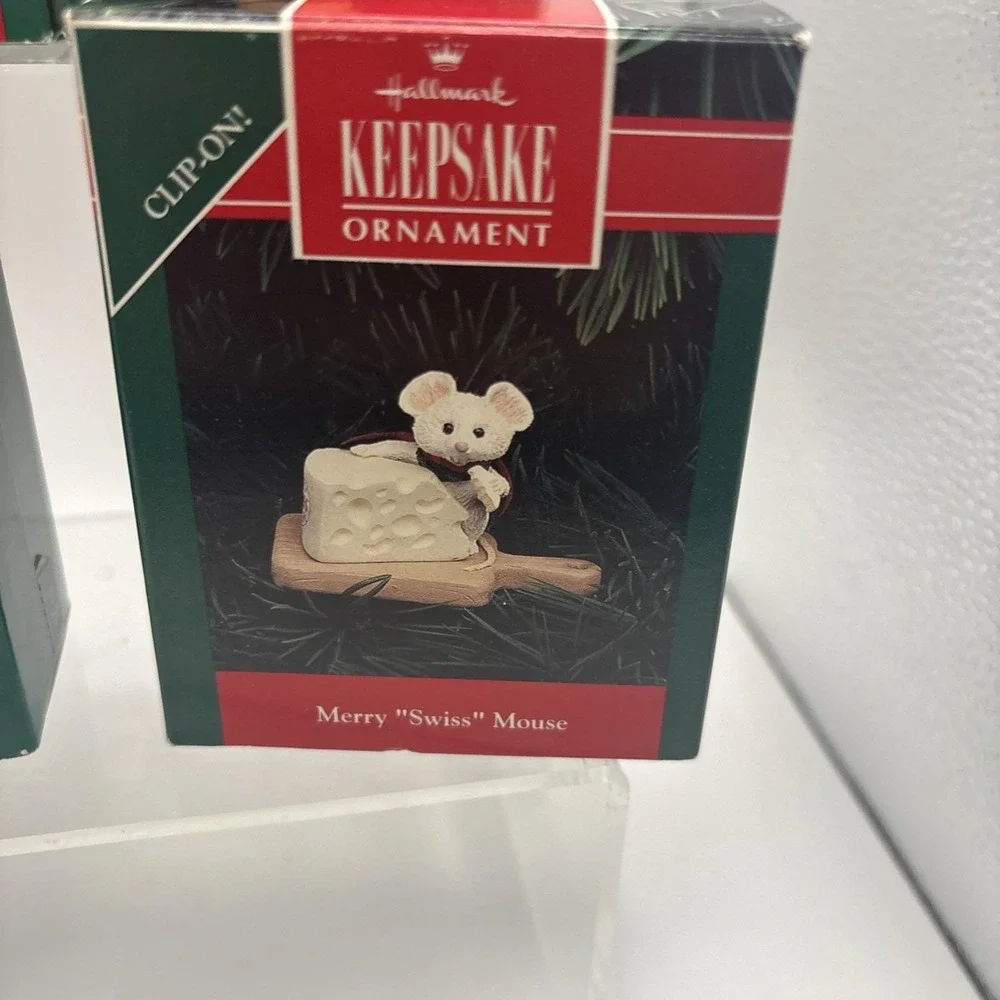 Vtg~Hallmark Ornaments~Lot of 6~Mouse/Puppy/Squirrel~IOB